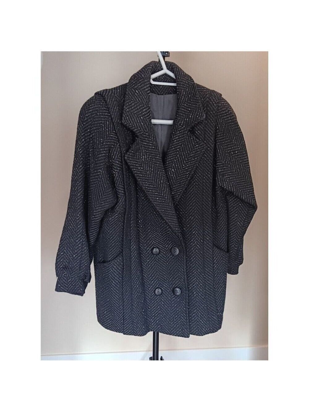 Vintage Wool Coat 5/6 Women Collection Elegante Thunder Bay Made In Romania Gray
